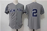New York Yankees #2 Derek Jeter Gray With Retirement Patch New Cool Base Jersey,baseball caps,new era cap wholesale,wholesale hats